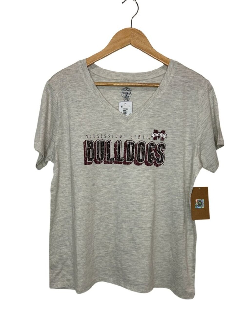 NWT Women's XL (16/18) Mississippi State Bulldogs V-Neck Tee, MSRP $22.99